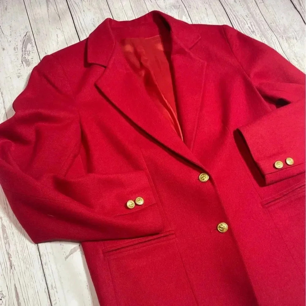 Vintage Wool Stephan Douglas Ltd. Red‎ Double Button Up Career tailored Blazer